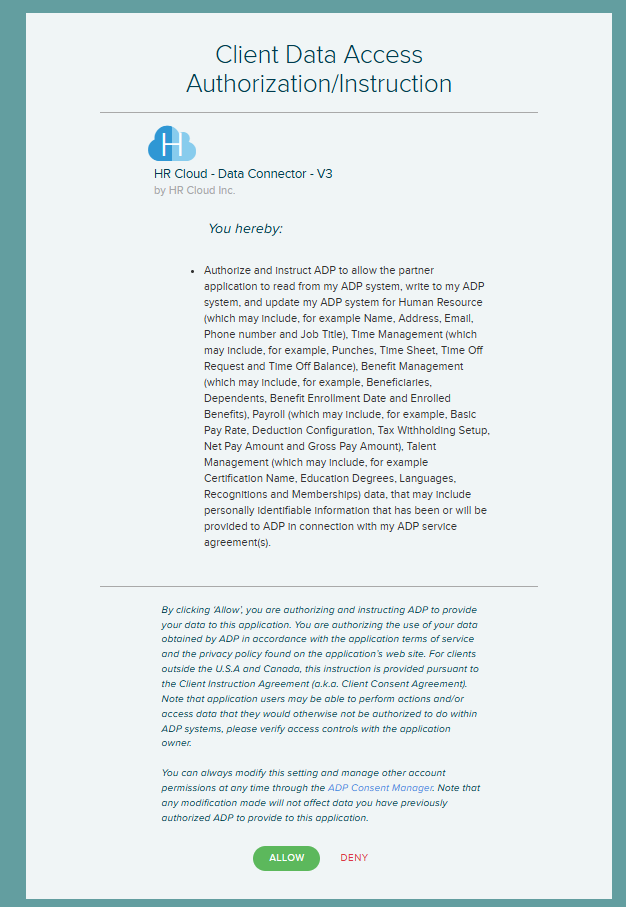 Adp Workforce Now Integration Details